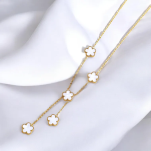 Clover Necklace with White Inlay Accents